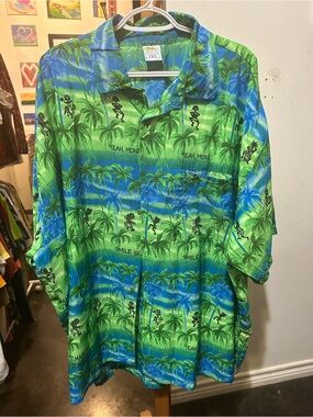 Rima St. Maarten Tropical Palm Print Button-Down Shirt